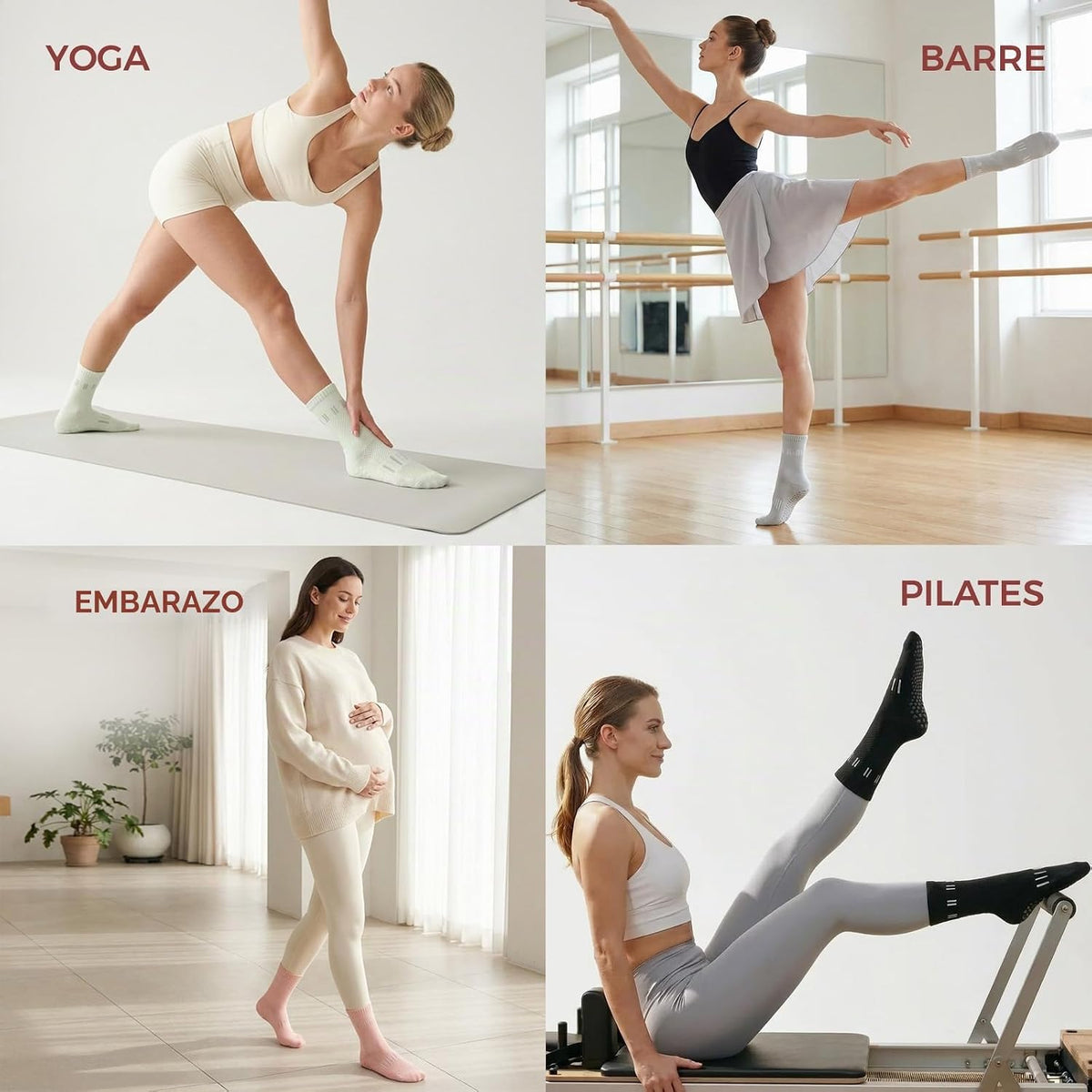 FITFEL 5 pares de calcetines de pilates, calcetines de yoga con emp...