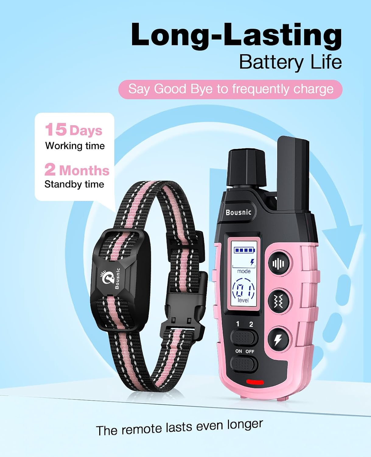 Bousnic Collar de choque para perro, collar de entrenamiento de per...