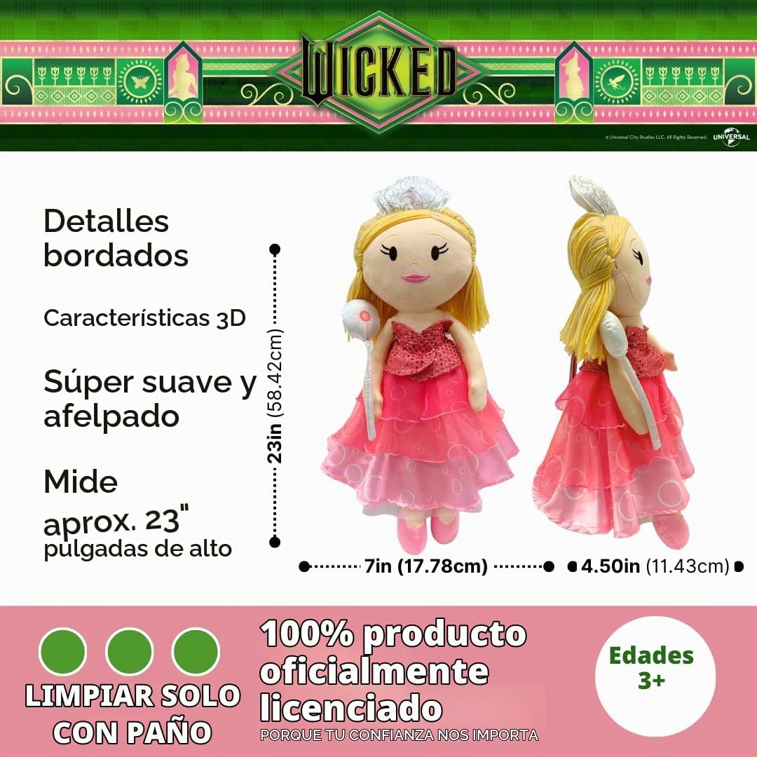 Peluche de almohada de bruja malvada Glinda de la película Wicked,...