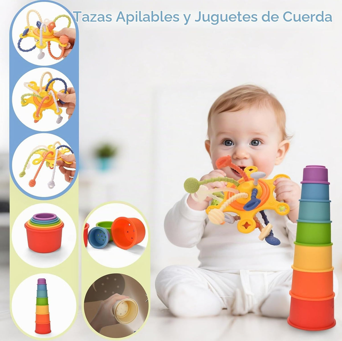 Juguetes para bebés de 6 a 12 meses, juguetes Montessori 6 en 1 par...