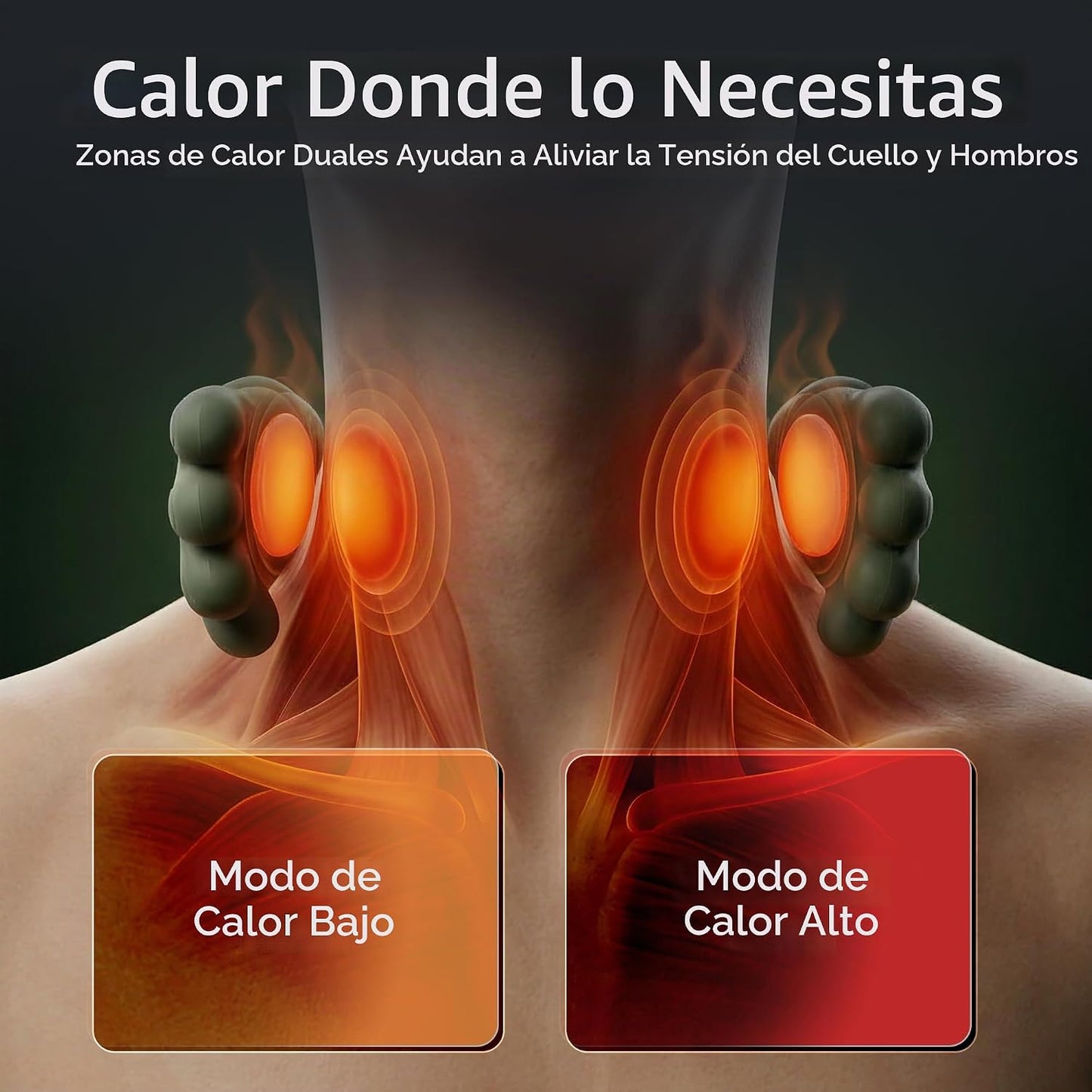 ZARVENA Masajeador de cuello con calor, amasamiento profundo para a...