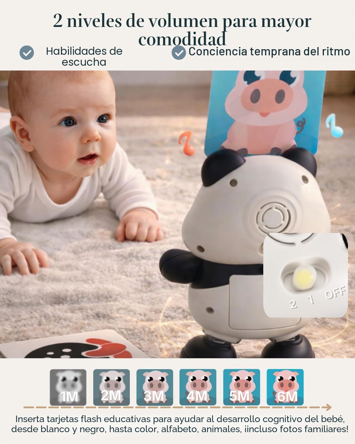 Cuddobaby Dancing Panda Juguete musical de alto contraste, tiempo d...