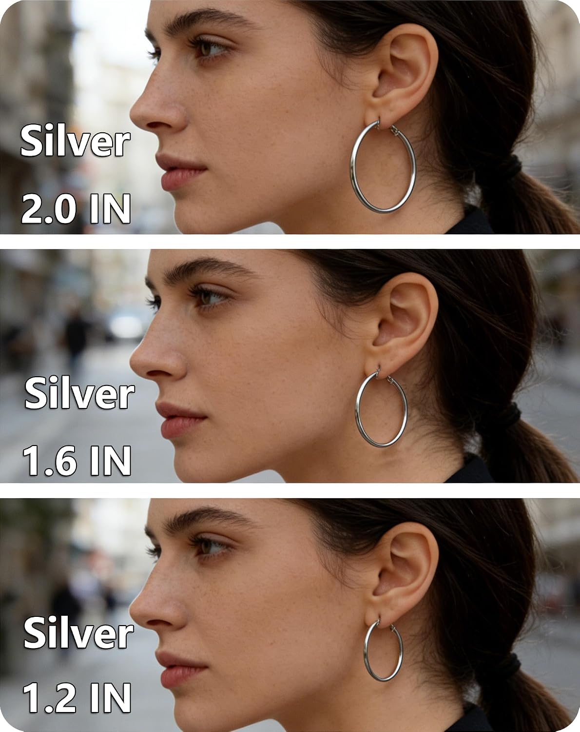 6 pares de aretes de aro de plata y oro para mujer - chapados en or...