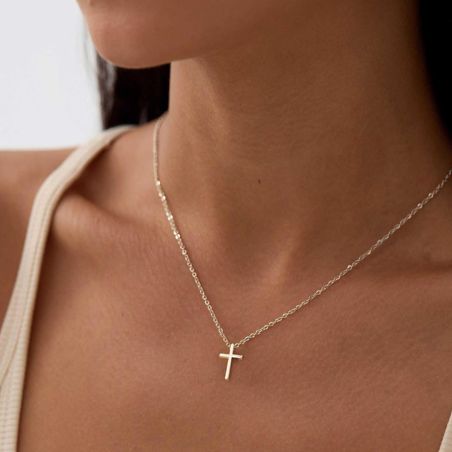 zvcofun Collar de cruz para mujer, delicado colgante de cruz chapad...