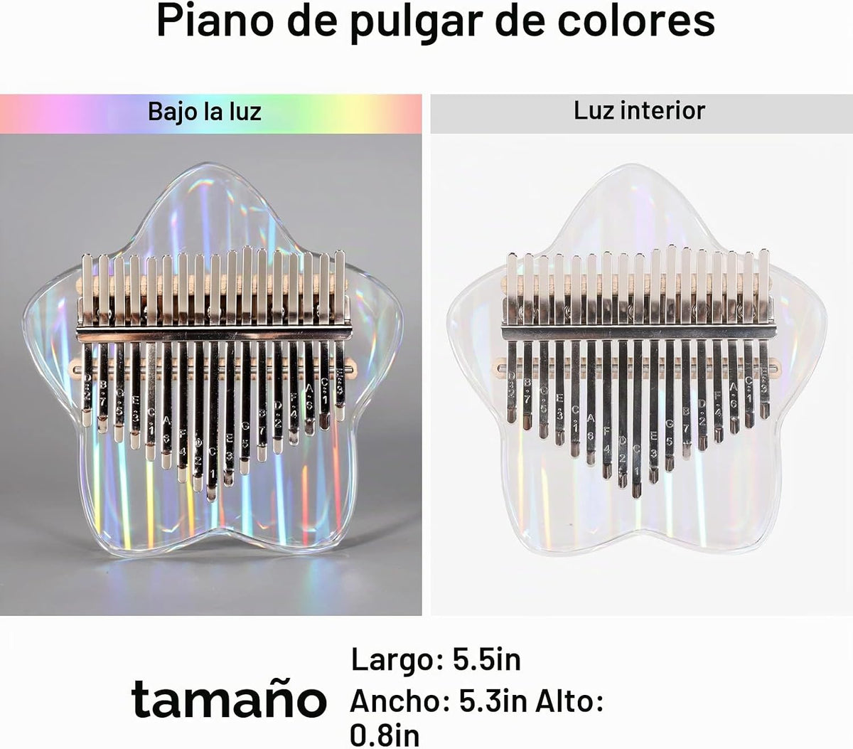 Beveetio Kalimba de Pulgar Transparente con Estuche Protector Eva,...