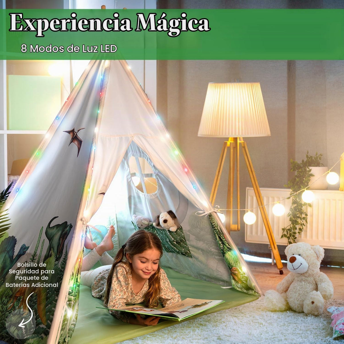 W&amp;O Dinosaur Discovery - Tipi con luces LED, botón de rugido y...