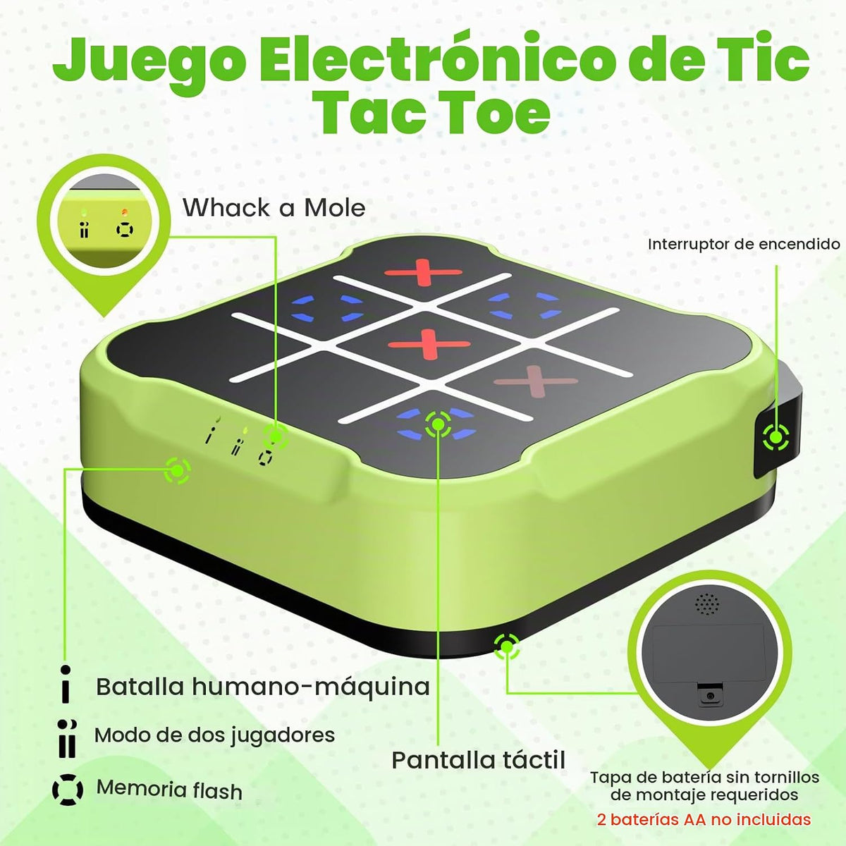 Juego electrónico Tic Tac Toe Bolt, Juego de mesa digital portátil,...