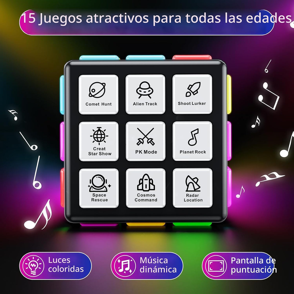 Niufunmal Cubo de rompecabezas recargable con juegos, 15 divertidos...