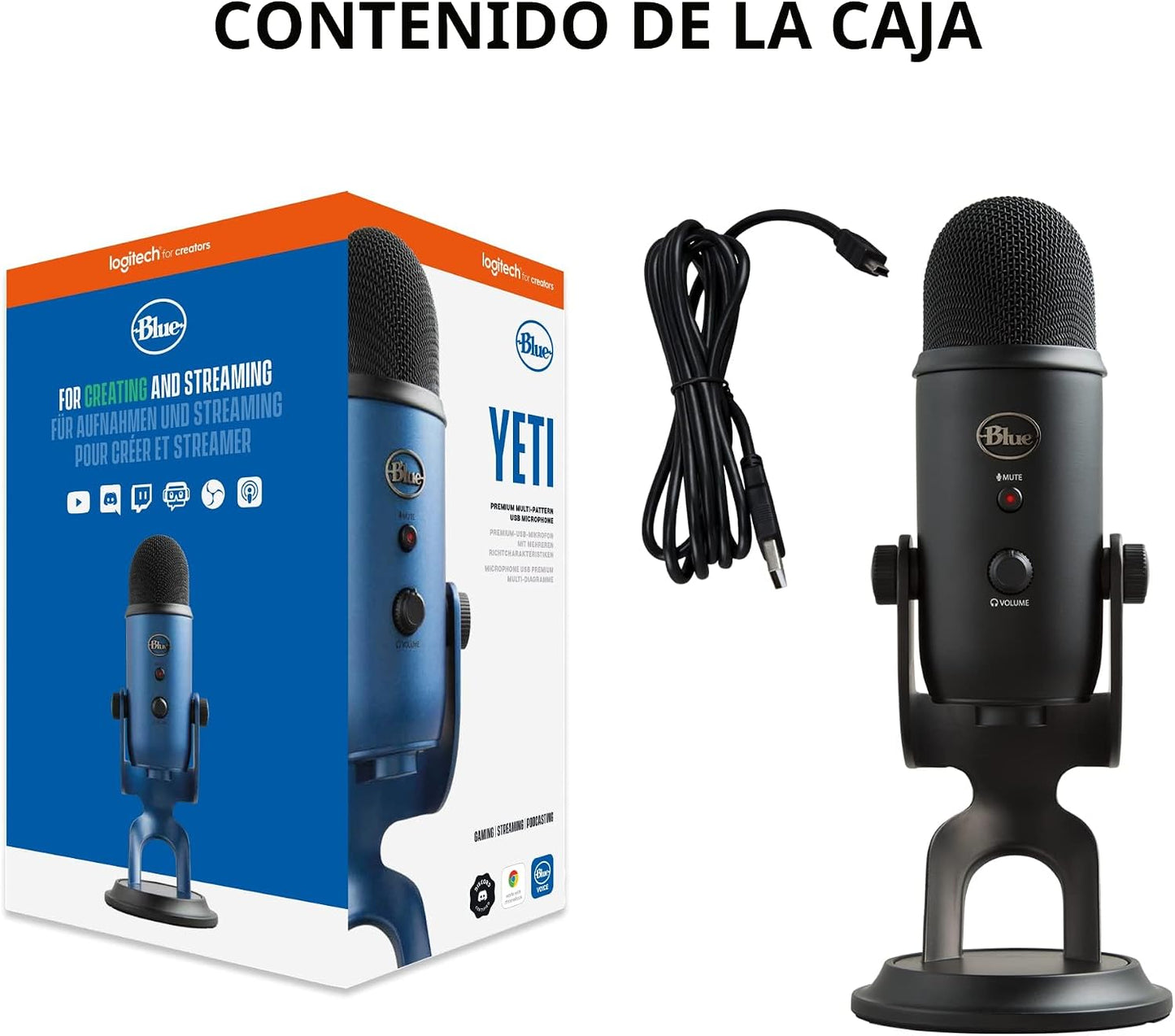 Blue Yeti USB Mic para grabar y transmitir en PC y Mac, 3 cápsulas...
