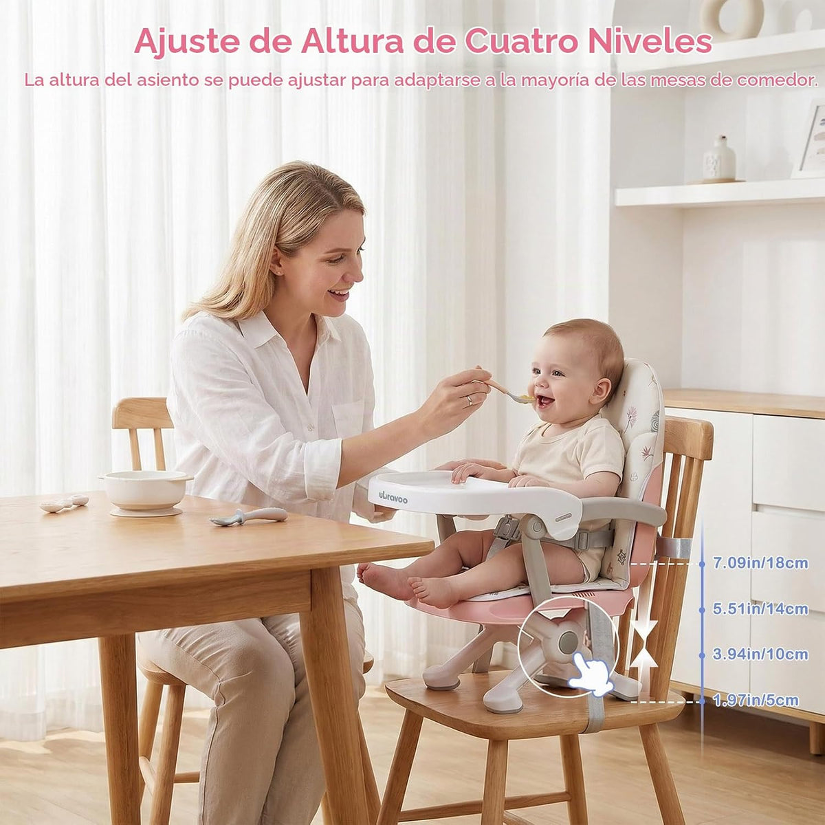 UBRAVOO Asiento elevado portátil 2en1 para niños pequeños, asiento...