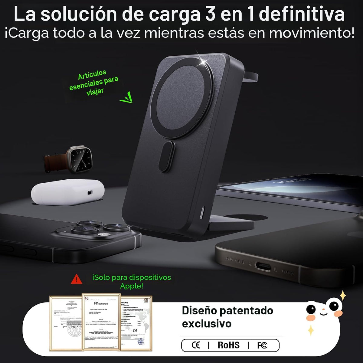 Kysson Cargador portátil 5 en 1, cargador de batería plegable de 10...