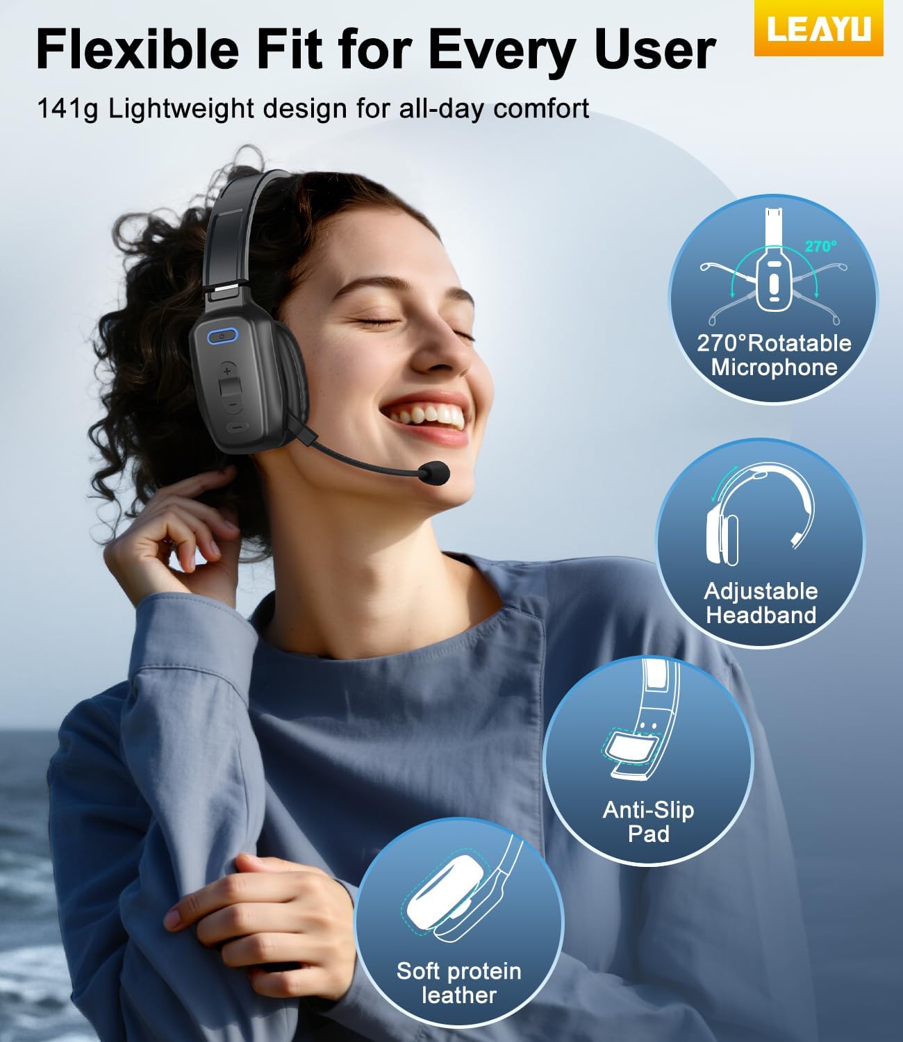 Auriculares Bluetooth Trucker, micrófono con cancelación de ruido A...
