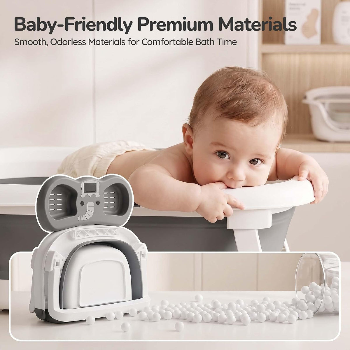 iBabyMax Elefante bañera para bebé, plegable, termómetro, gris | Te...
