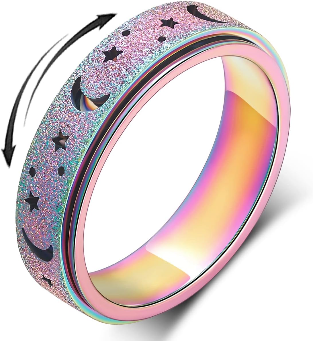 OreilleStar Anillo de Ansiedad para Mujeres Anillo Giratorio Fidget...