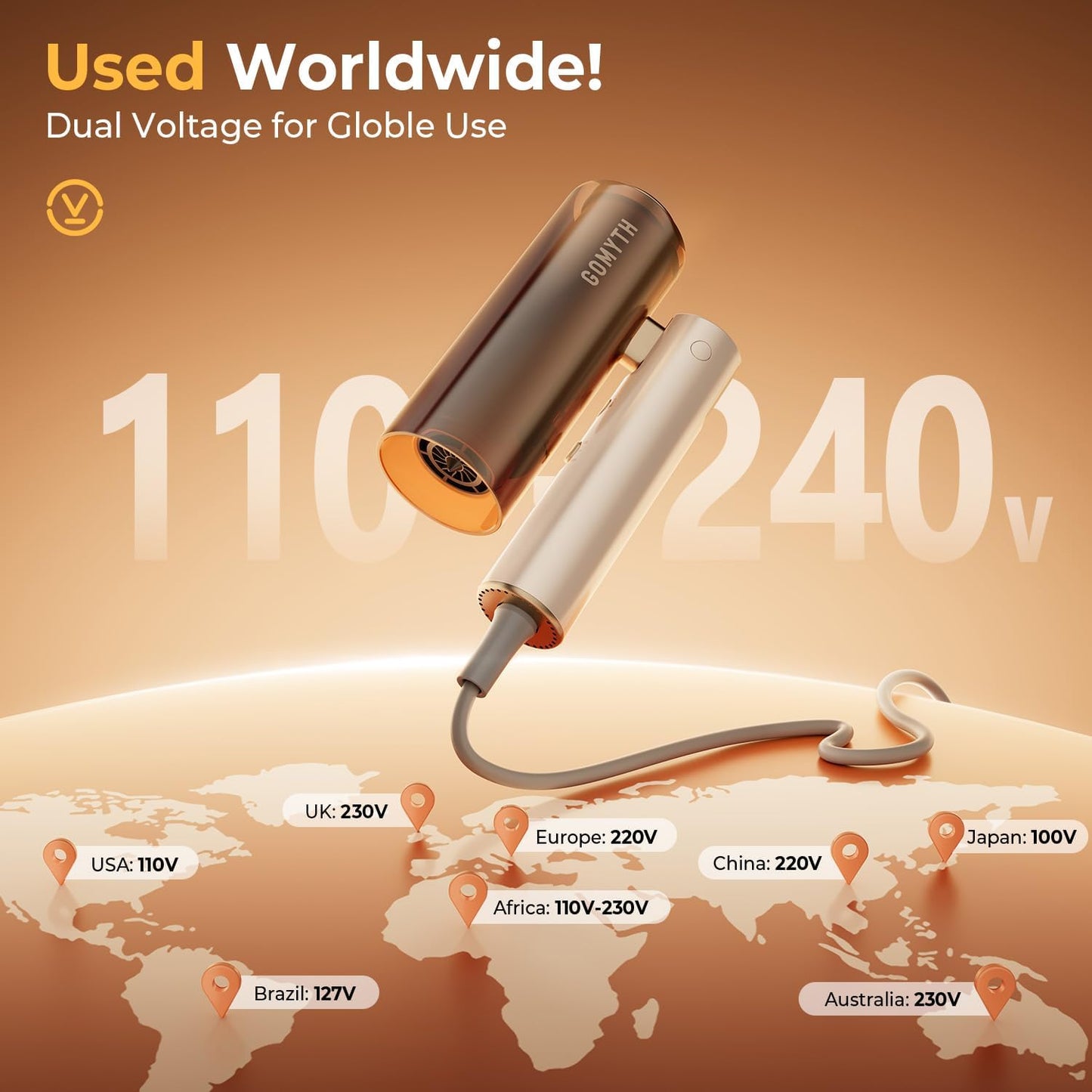 GOMYTH - Secador de pelo y estilizador de plasma plegable 5 en 1 |...