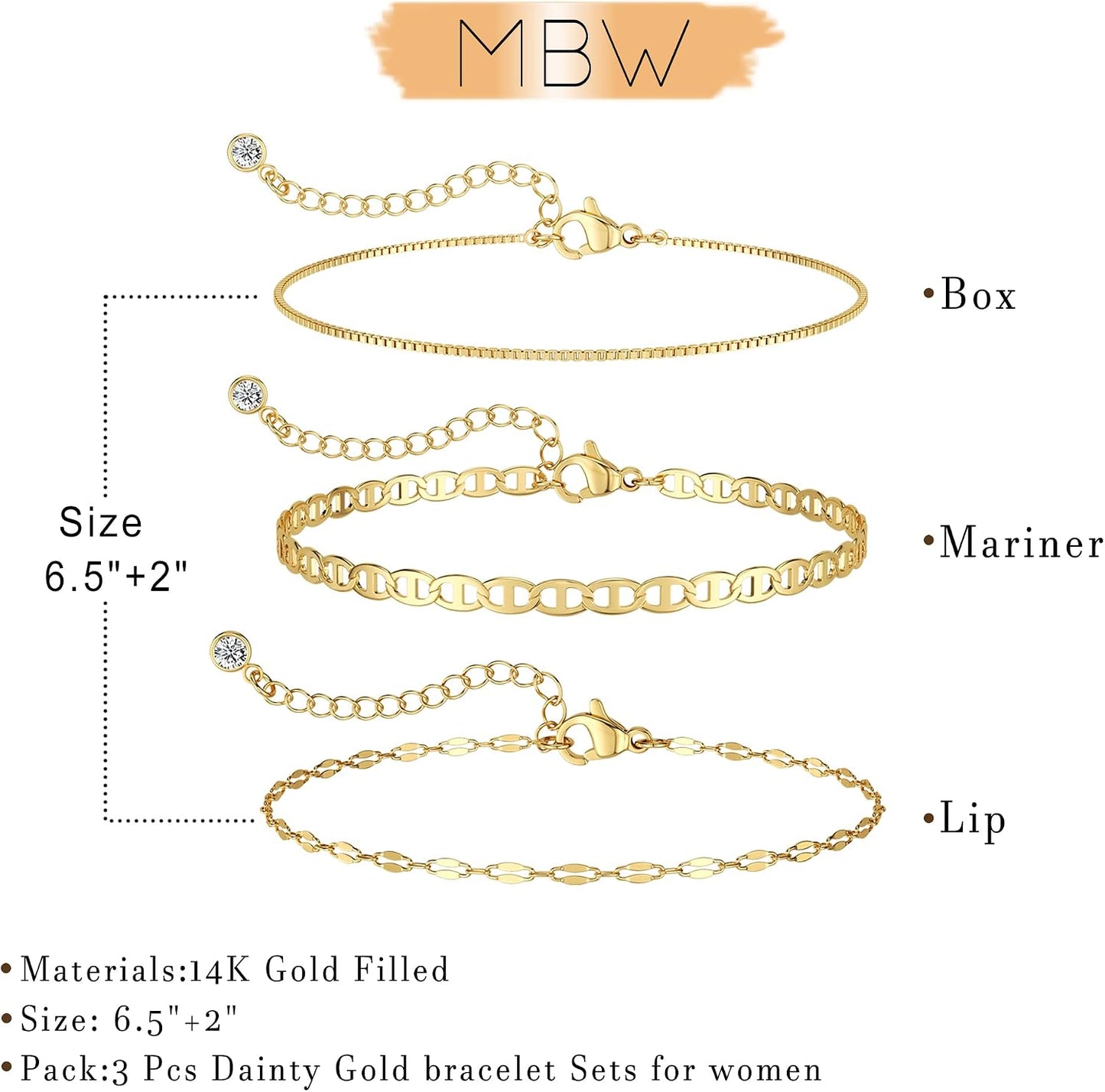 MBW Pulseras chapadas en plata para mujer, delicadas pulseras de pl...