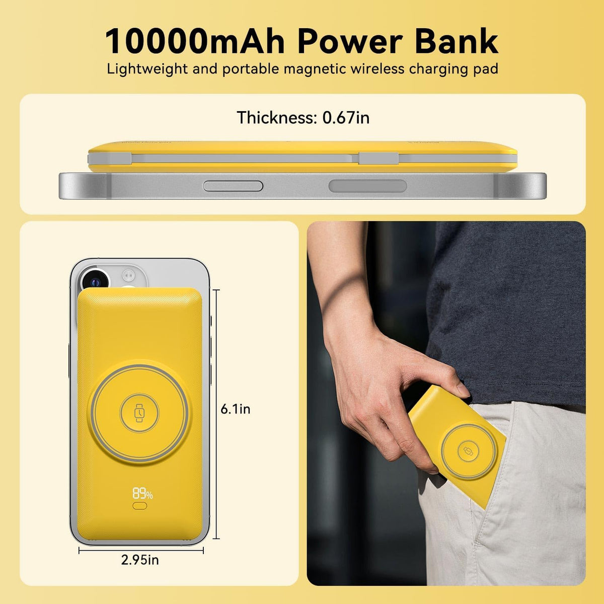 LUCKYFELLOW Cargador portátil magnético de 10000 mAh para iWatch y...