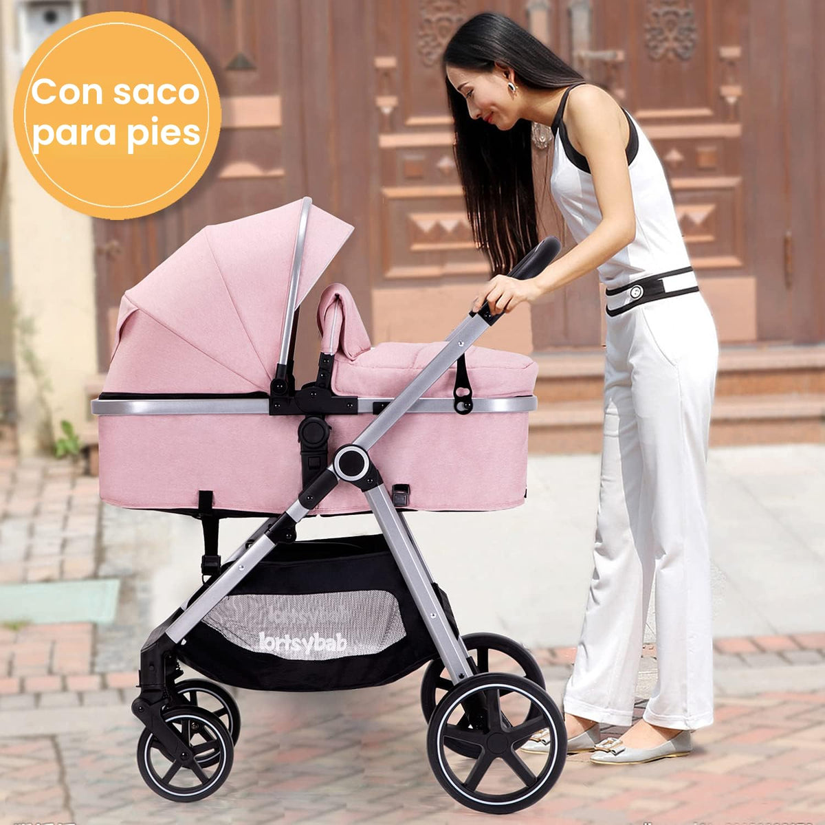 Lortsybab Cochecito de bebé 2 en 1 \u2013 Cochecito plegable para r...