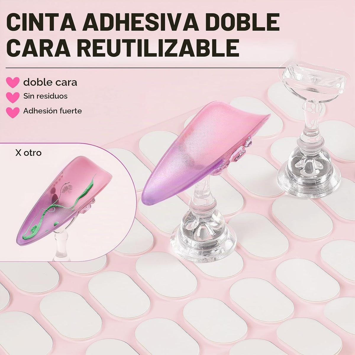 ESUOHYM Soporte de uñas con 480 pestañas adhesivas para uñas para p...