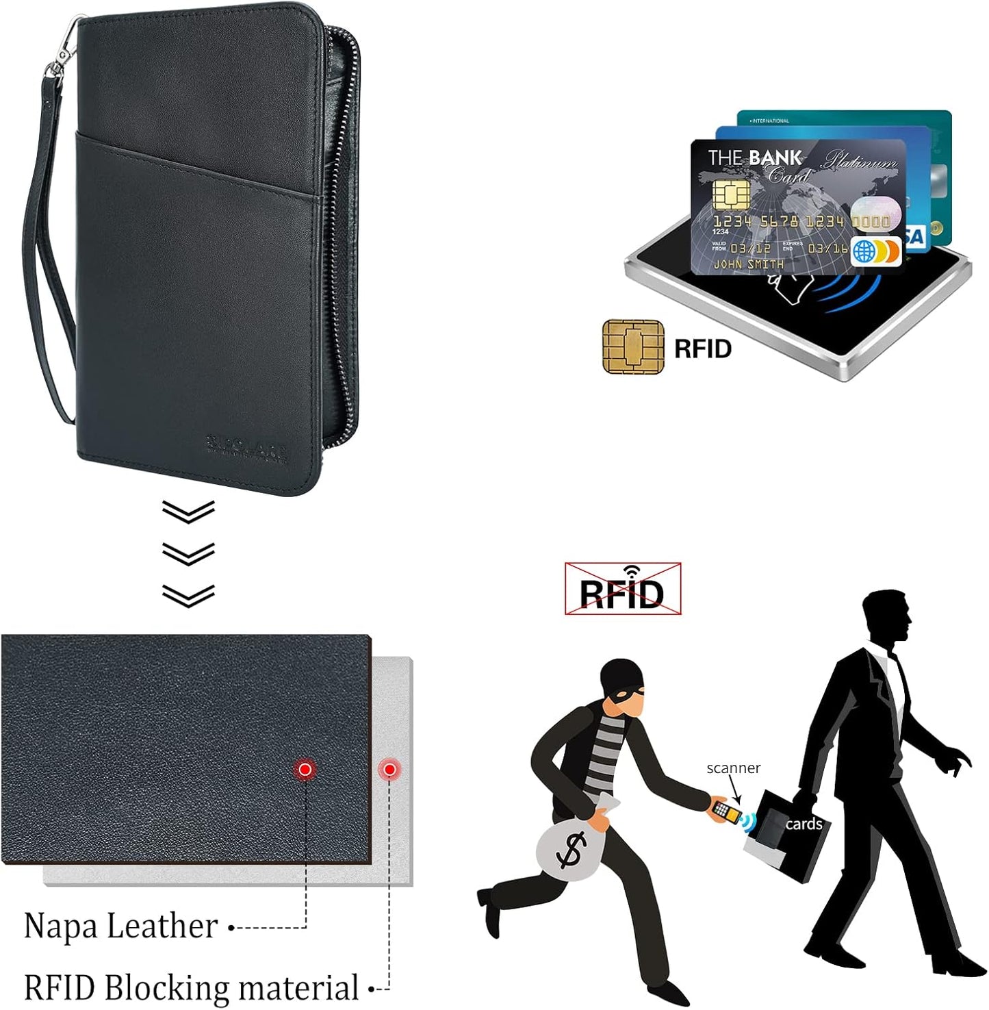 Polare - Funda para pasaporte de cuero de grano completo para hombr...