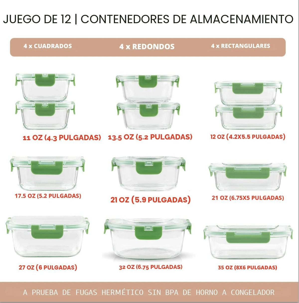 JoyJolt 24 recipientes de almacenamiento de vidrio de borosilicato...