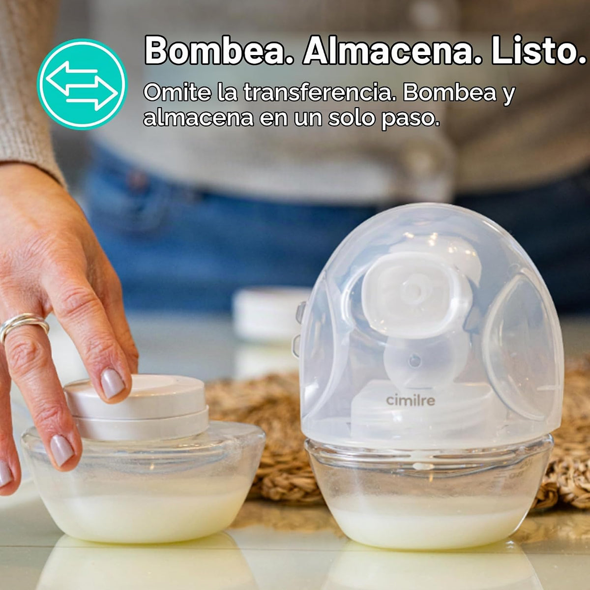 Cimilre Paquete de extractor de leche portátil P1 y tazas de recole...