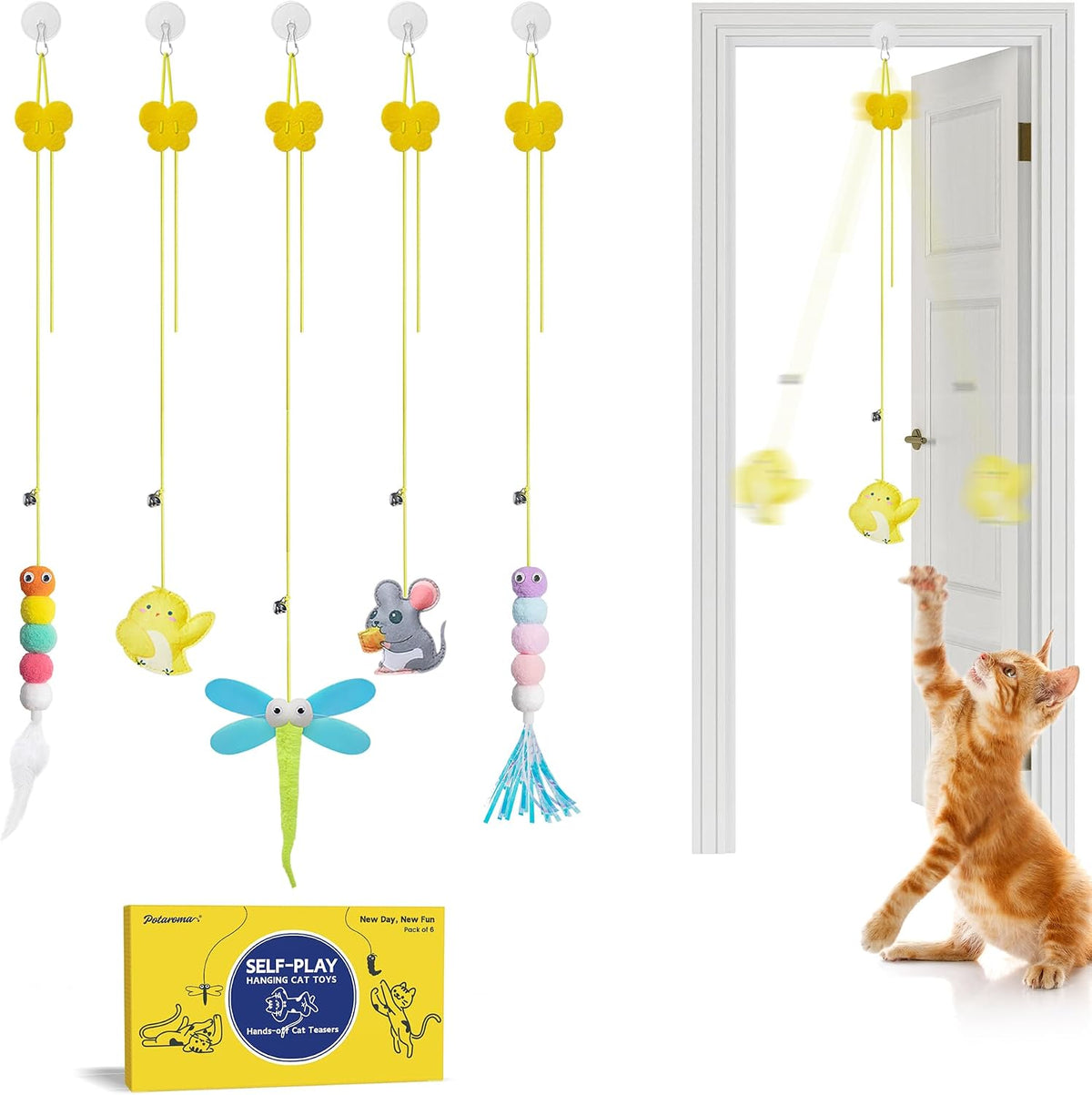 Potaroma Juguetes Interactivos de Plumas para Gatos 5 Piezas, Tease...