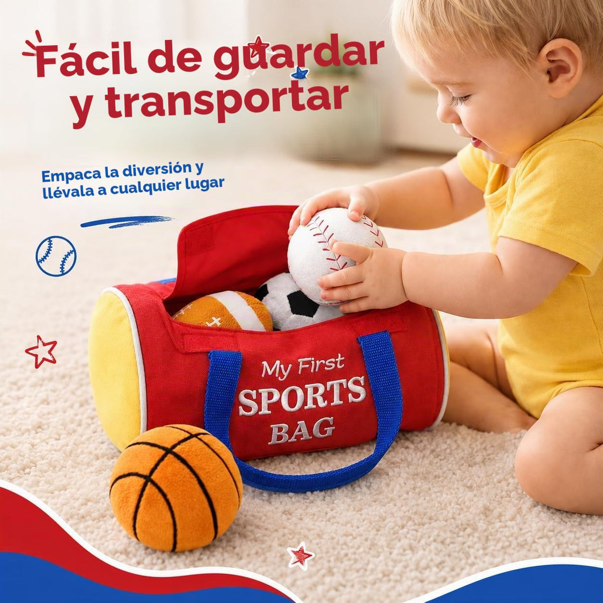 KMUYSL Juguetes para bebés de 0 a 12 meses, mi primer bolso deporti...
