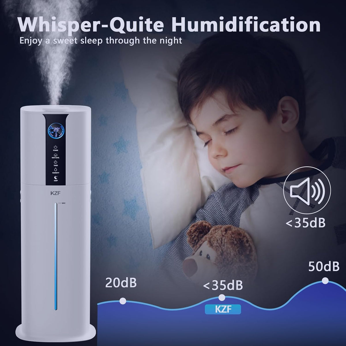 KZF Humidificadores inteligentes de 9L para dormitorio, habitación...
