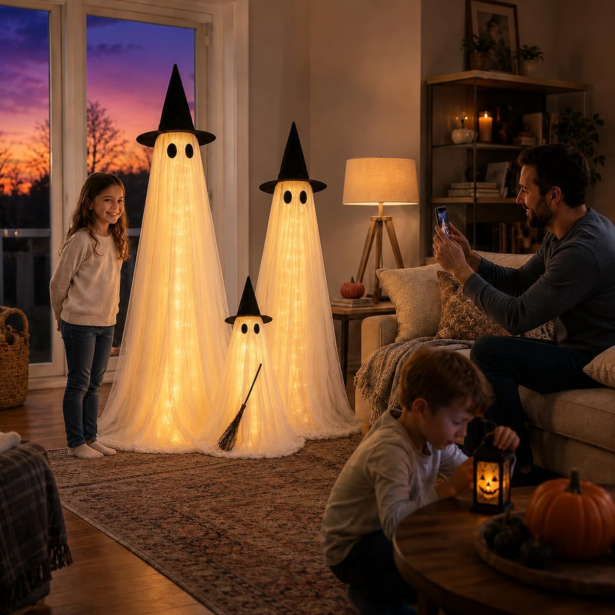 Decoraciones de Halloween para exteriores, paquete de 3 fantasmas |...