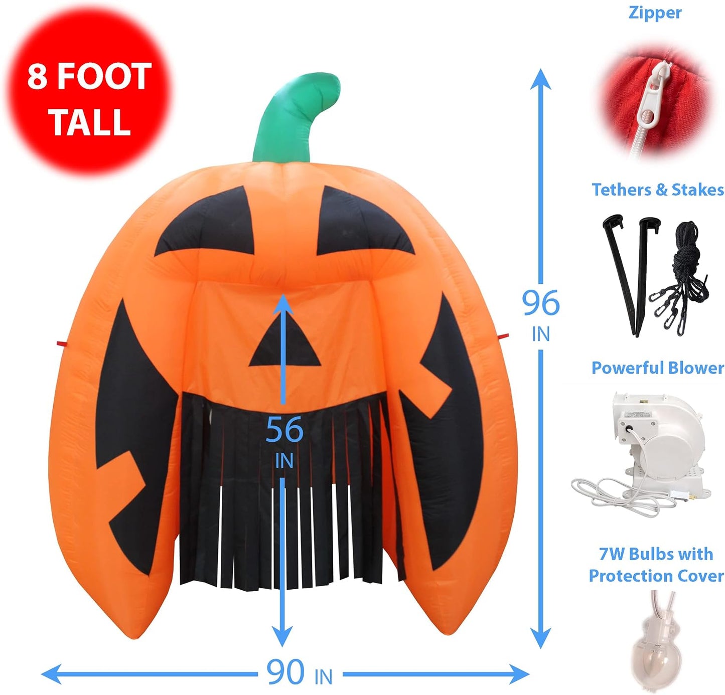 BZB Goods Arco de calabaza inflable gigante de 8 pies de alto para...