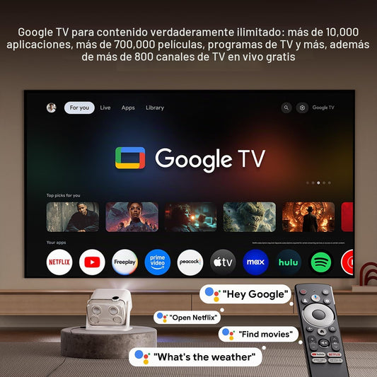 Aurzen BOOM Mini Google TV Proyector inteligente para exteriores co...
