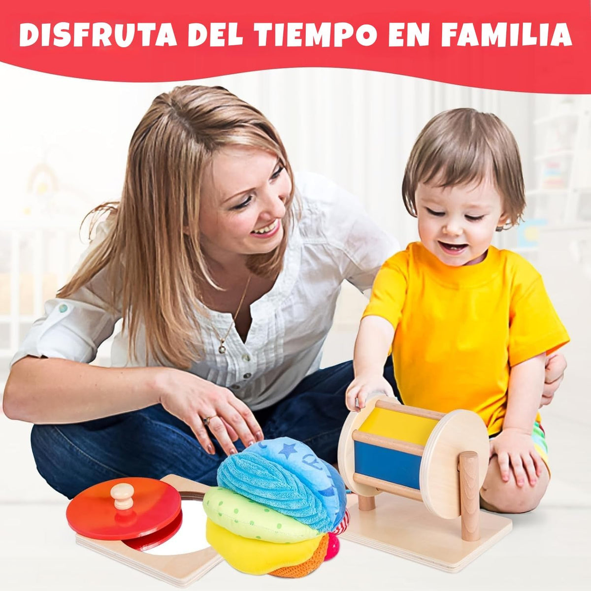 Montessori - Kit de juguetes para bebés, espejo, peekaboo, rompecab...