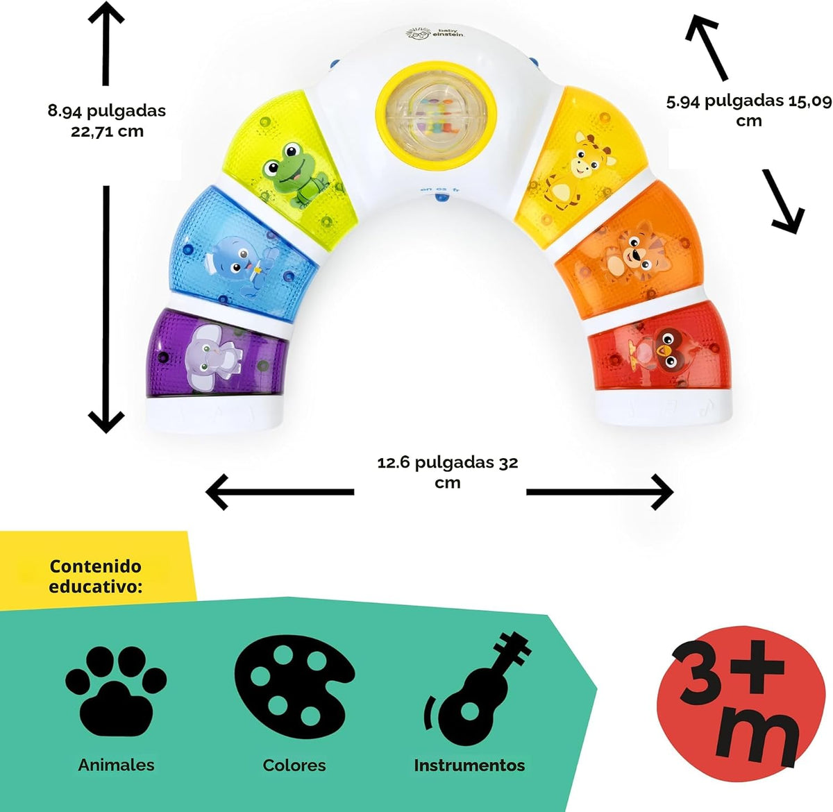 Baby Einstein Glow &amp; Discover - Juguete musical de barra de luz...
