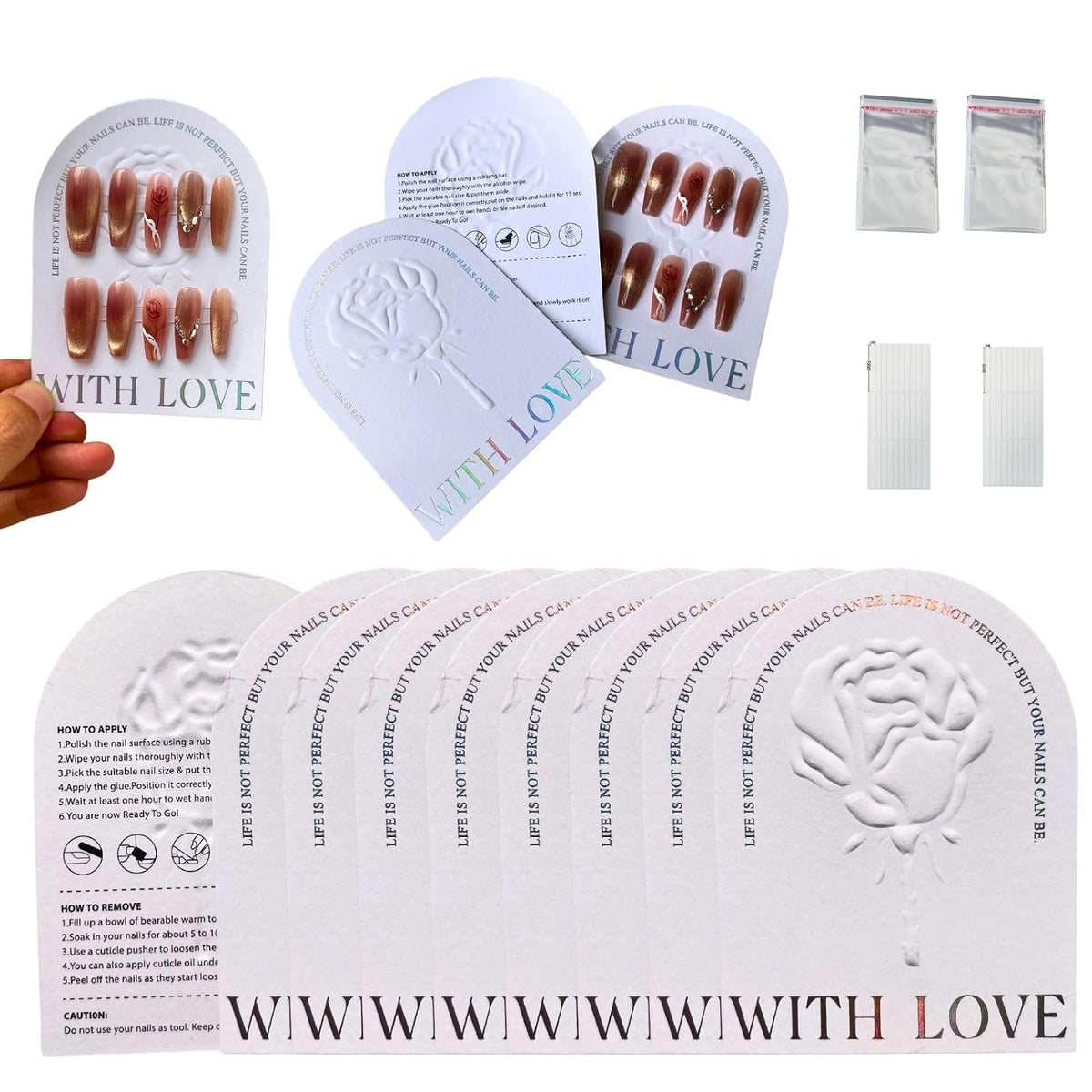 Kit de embalaje de uñas a presión, tarjetas holográficas, bolsa de...