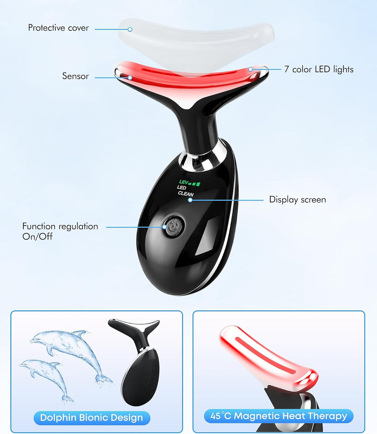 SDKWDH Terapia de Luz Roja para Cara y Cuello, Herramienta de Masaj...
