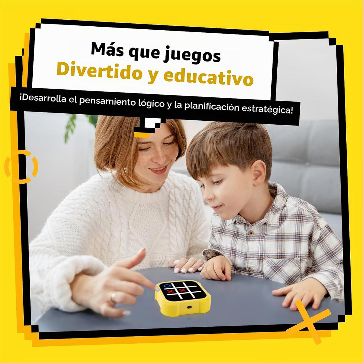 EASEMOM Juego Tic Tac Toe, Consola de Juego Electrónica de Mano 3 e...