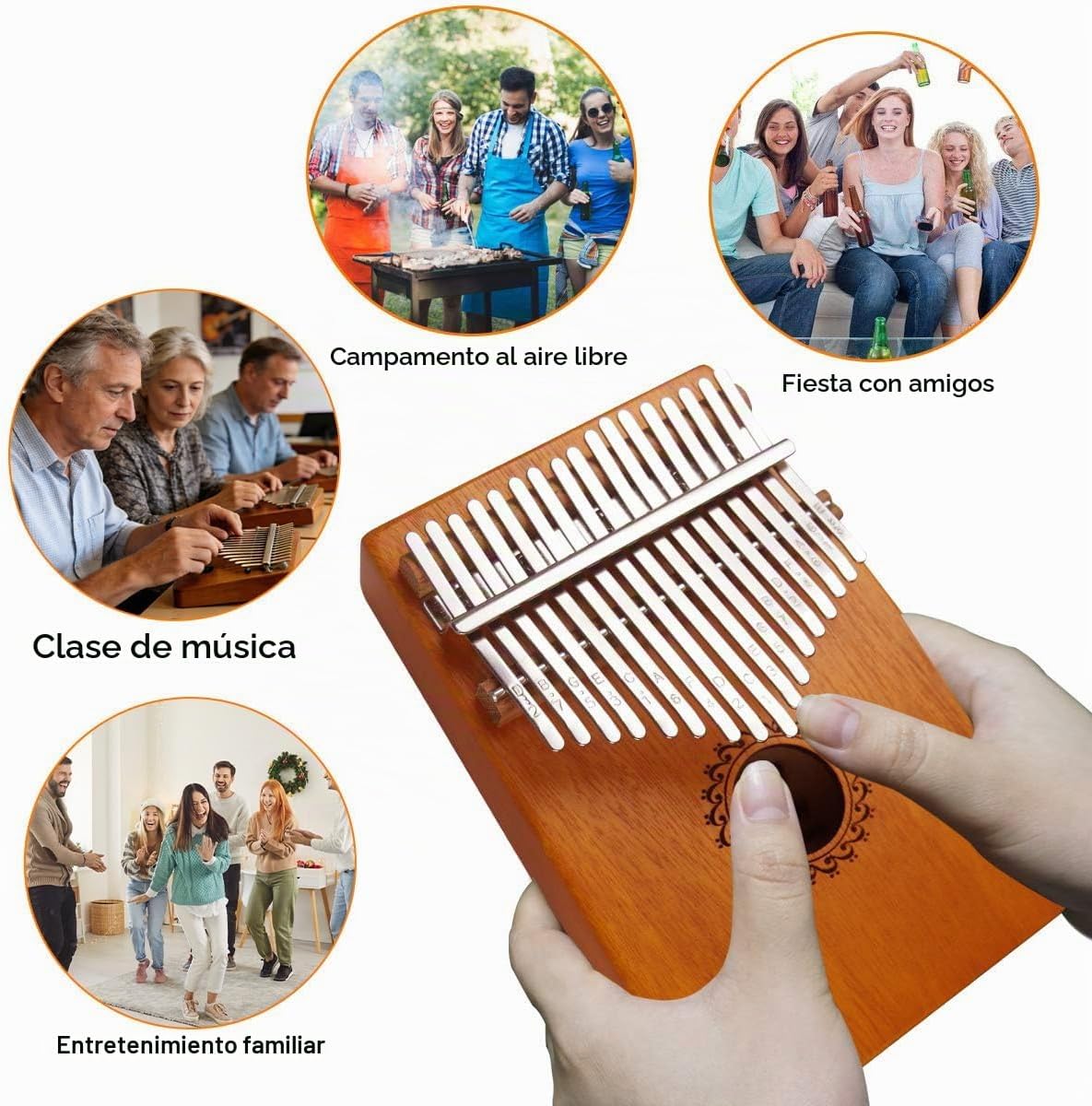 Kalimba - Piano de pulgar de 17 teclas, piano portátil de dedo Mbir...