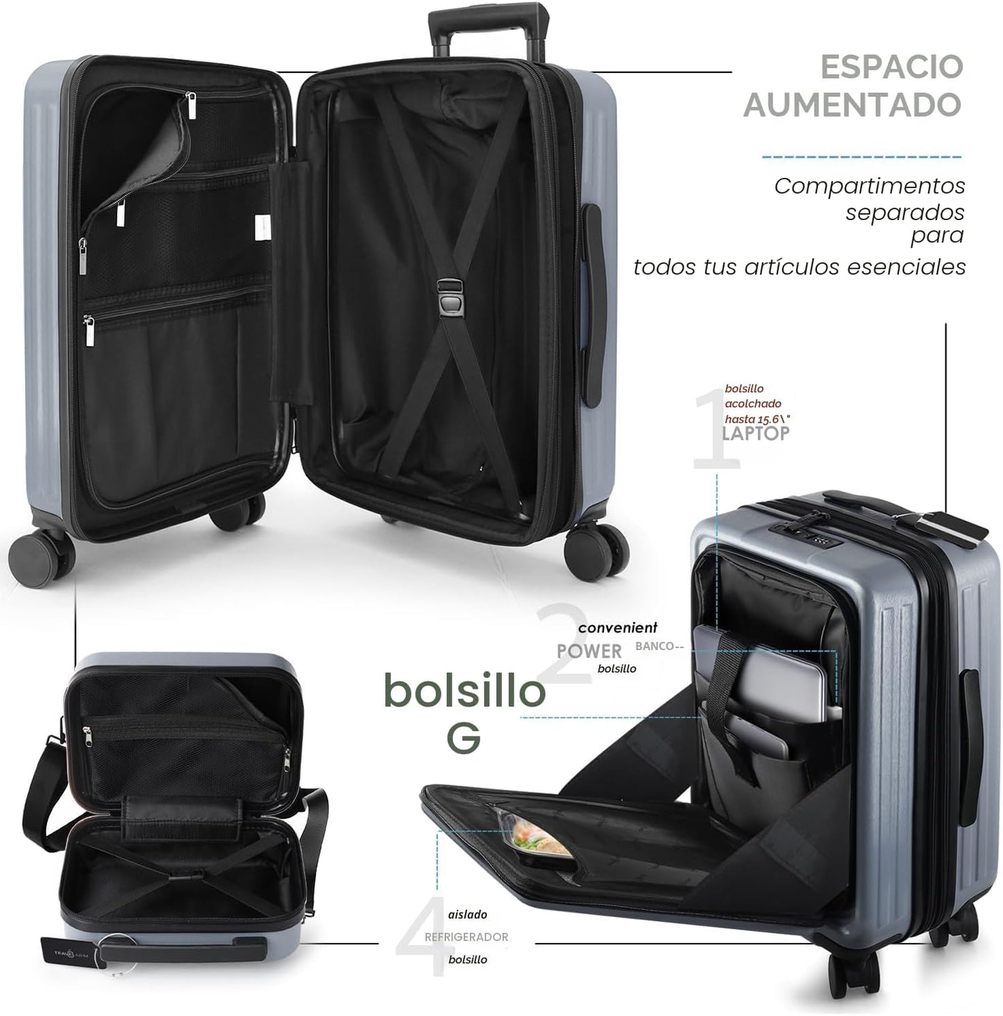 TRAVELARIM No se puede expandir, Gris, Maleta de mano de 20 pulg. |...