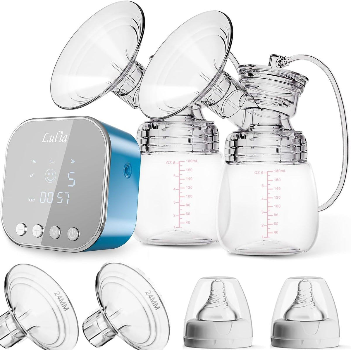 Lulia Extractor de leche eléctrico doble, 4 modos y 9 niveles de ex...