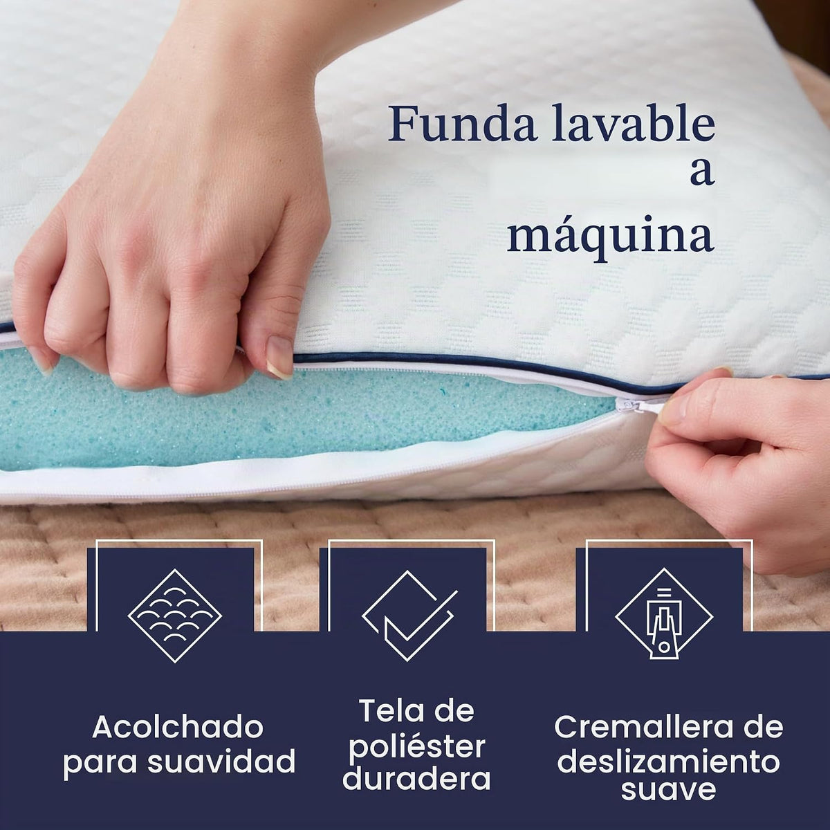 Almohada de espuma viscoelástica de gel ventilada Weekender. Funda...