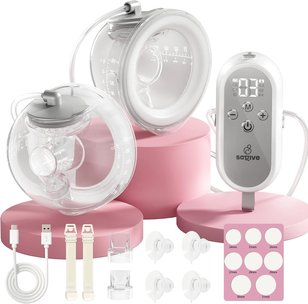 Saglve Extractor de leche portátil ABP-1308 | Comodidad de nivel de...