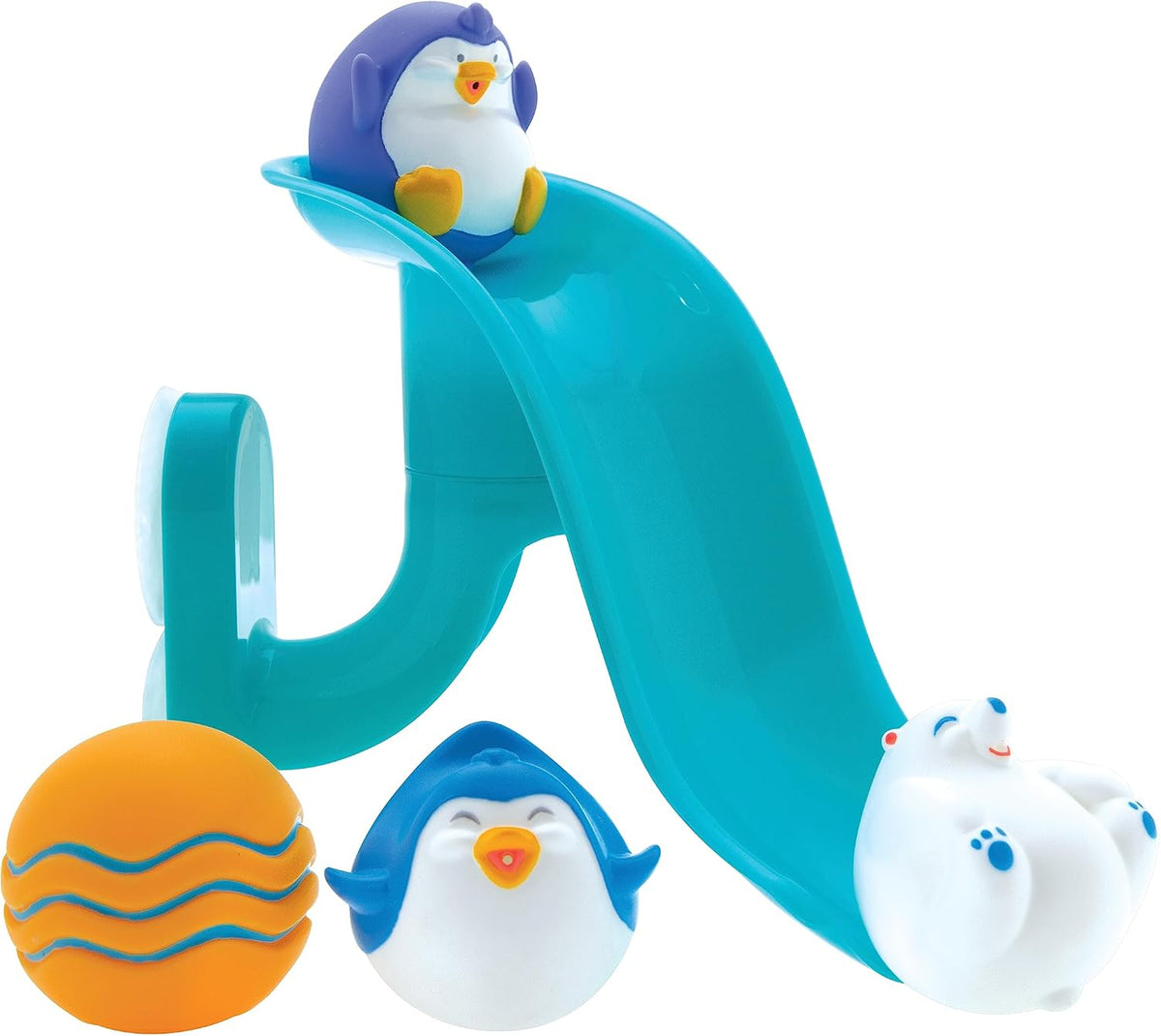 Nuby Penguin Slide - Juego de juguetes de baño con 4 chorros de bañ...