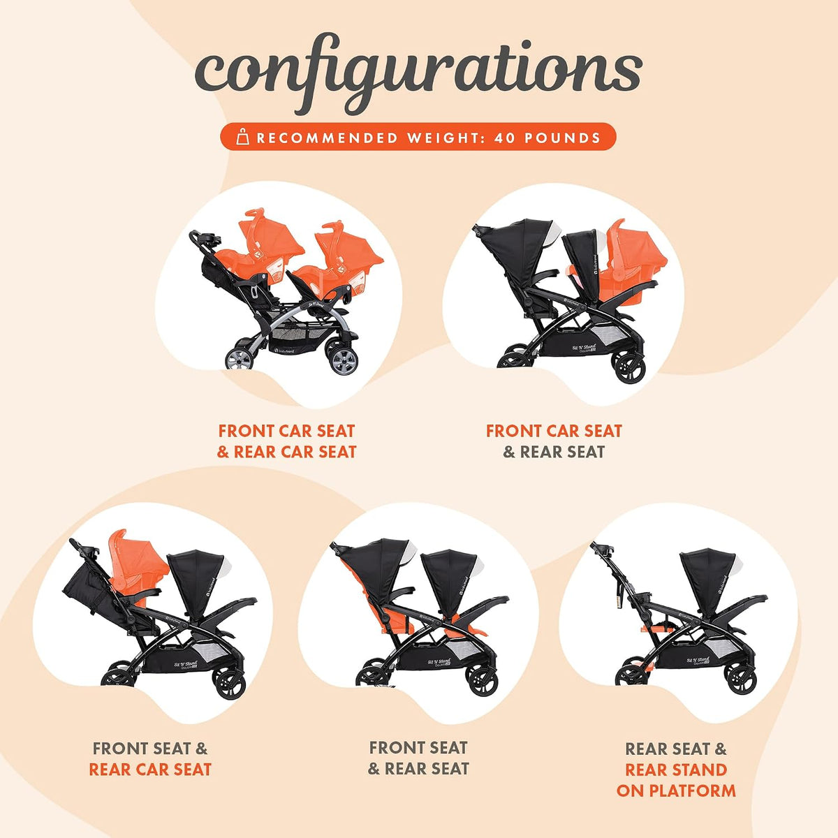 Baby Trend Sit N' Stand Tandem Double Stroller 2.0 DLX y EZ-Lif...