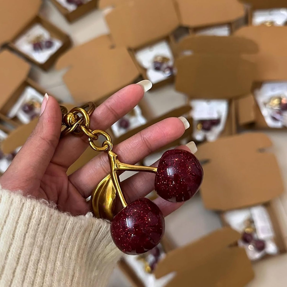 ZACAGO Llavero con dije de cereza para bolso, accesorio, regalo par...