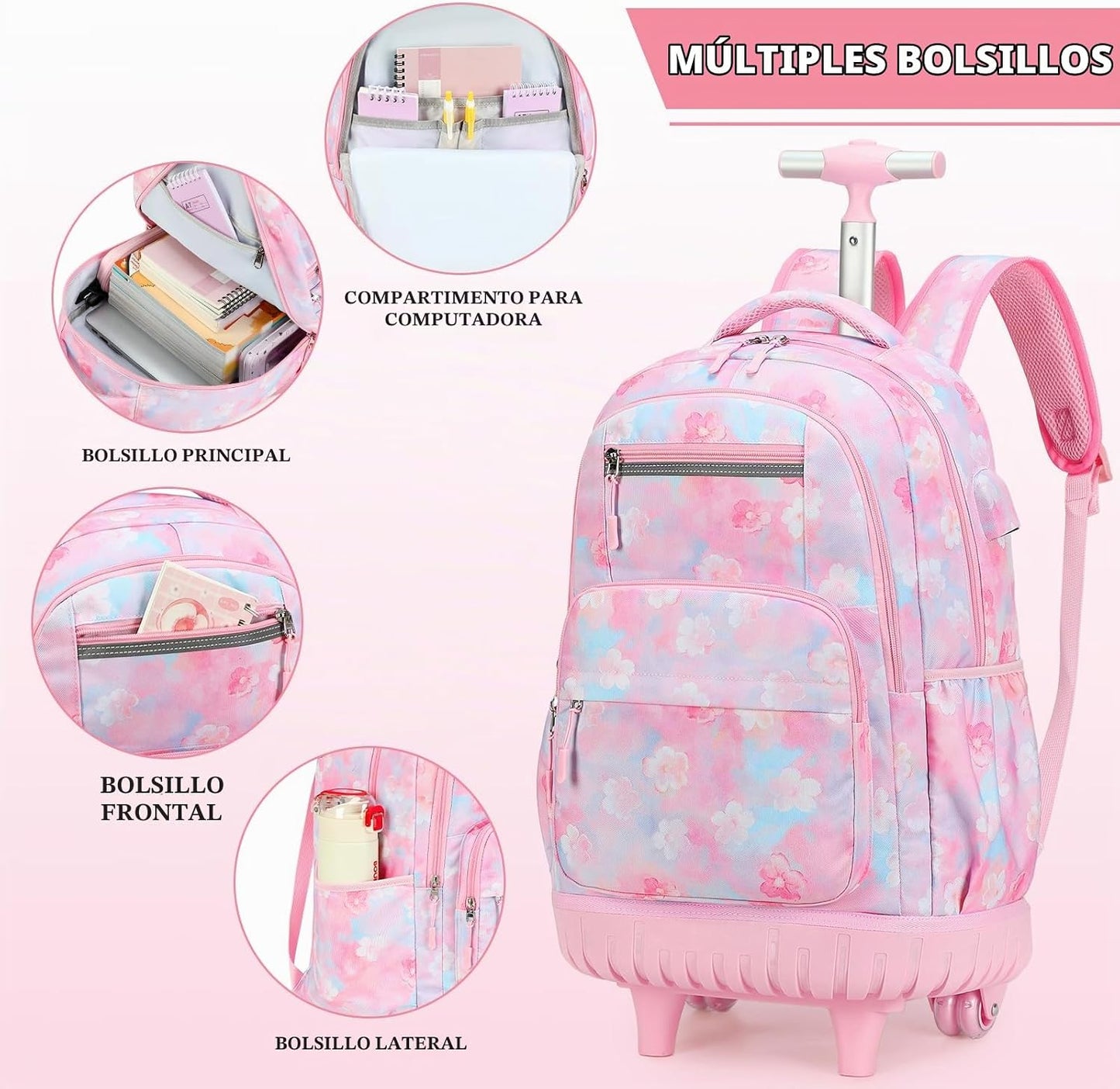 ACESAK 34 ES\/L, rosado Degradado, Moderno | Mochila escolar con ru...