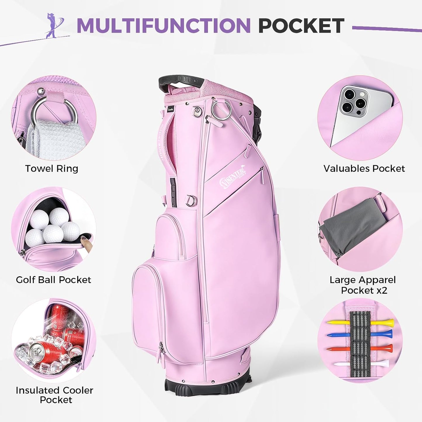 Bolsas de golf, bolsa de soporte de golf, correas de hombro ajustab...