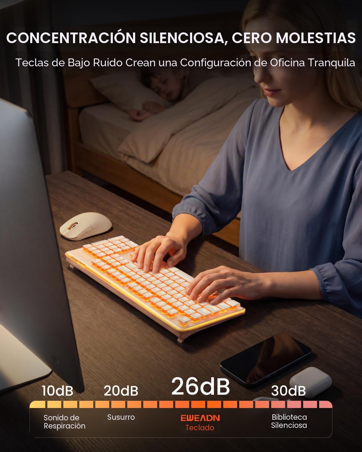 SEUNKWANG EWEADN V3 Teclado y Ratón Inalámbrico con Retroiluminació...