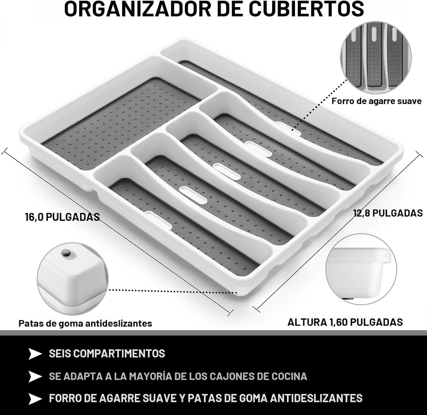 Juego de cubiertos de 49 piezas con organizador, cubiertos de acero...