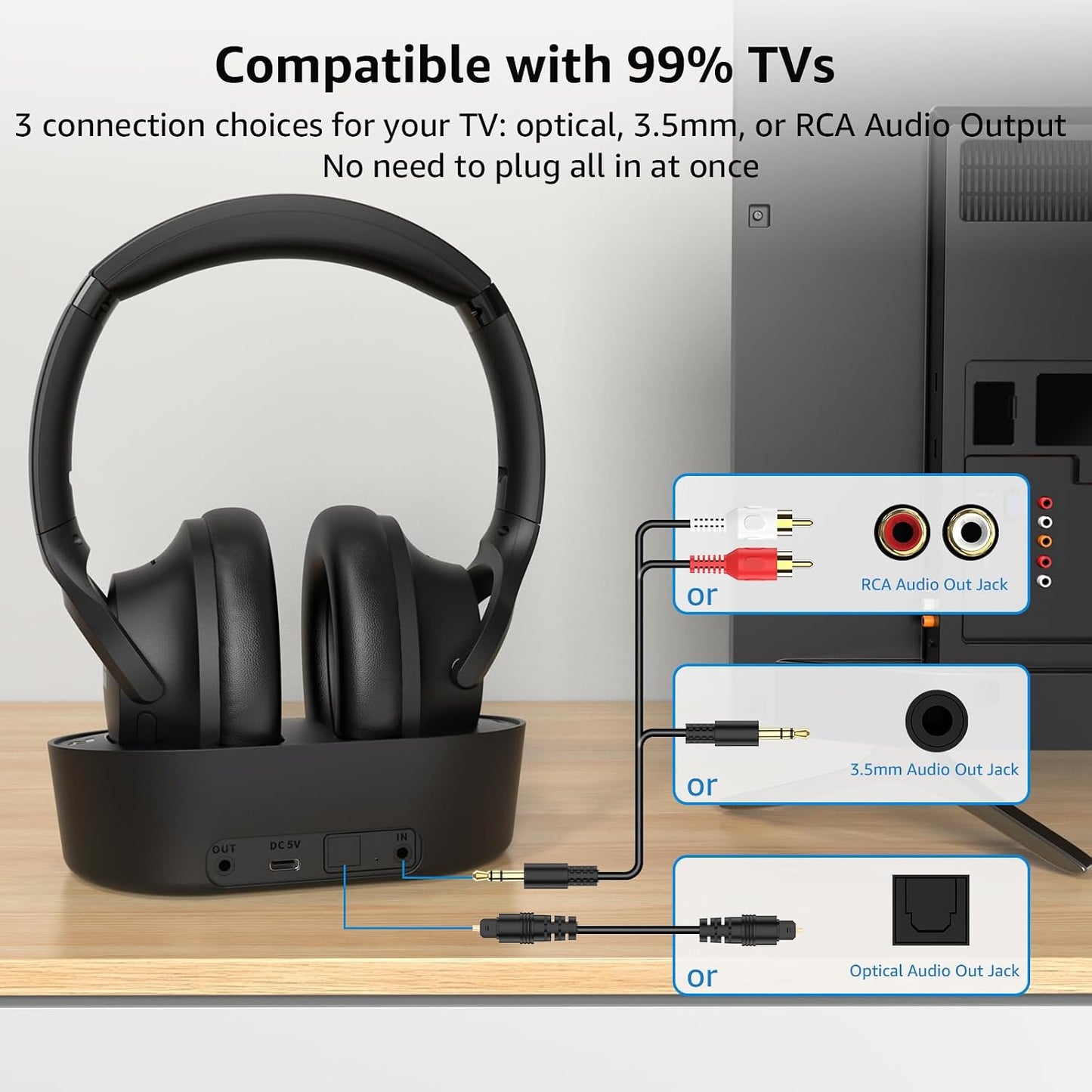 1Mii ClearLinkTV H3 - Auriculares inalámbricos para ver televisión...